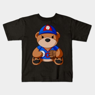 Baseball Player Teddy Bear Kids T-Shirt